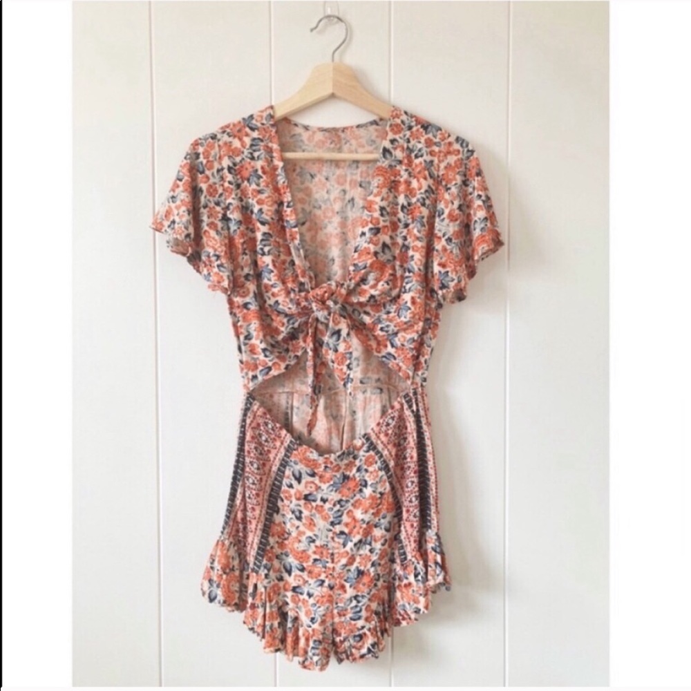 FREE PEOPLE Surf Date cutout romper copper rust - Picture 9 of 14